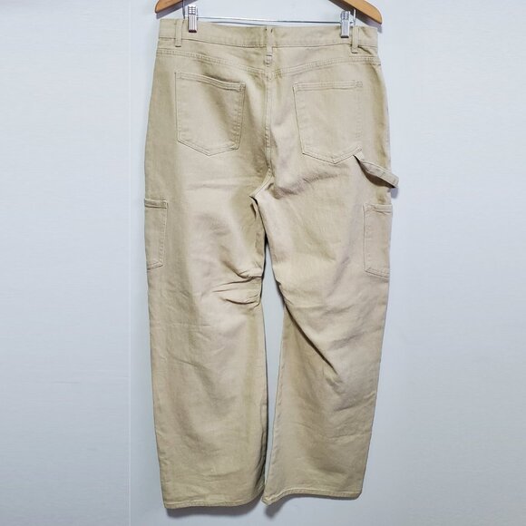 LIONESS NWT Miami Vice Pants Baggy Fit Barrel Leg Utility Beige Women's XL x 33" - Picture 6 of 16